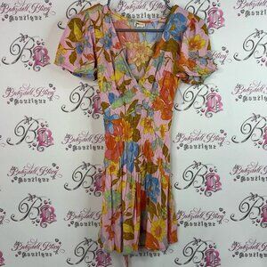 Billabong dress flowers multicolor tie up ribbon sun dress Floral Dress